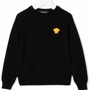 Versace Black Crewneck Sweater with Gold Logo
